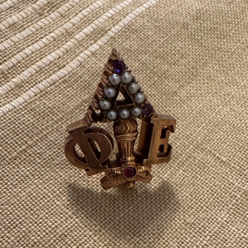 Vintage Fraternity Pin with Pearls and Gemstones
